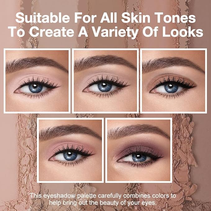 AMY'S DIARY Matte Nude Brown Beige Eye Shadow Palette Makeup, Natural Tones Eyeshadow Palette Nude Taupe Eye Shadows, for Woman Long Lasting Delanci bronzed mocha palette (#02)