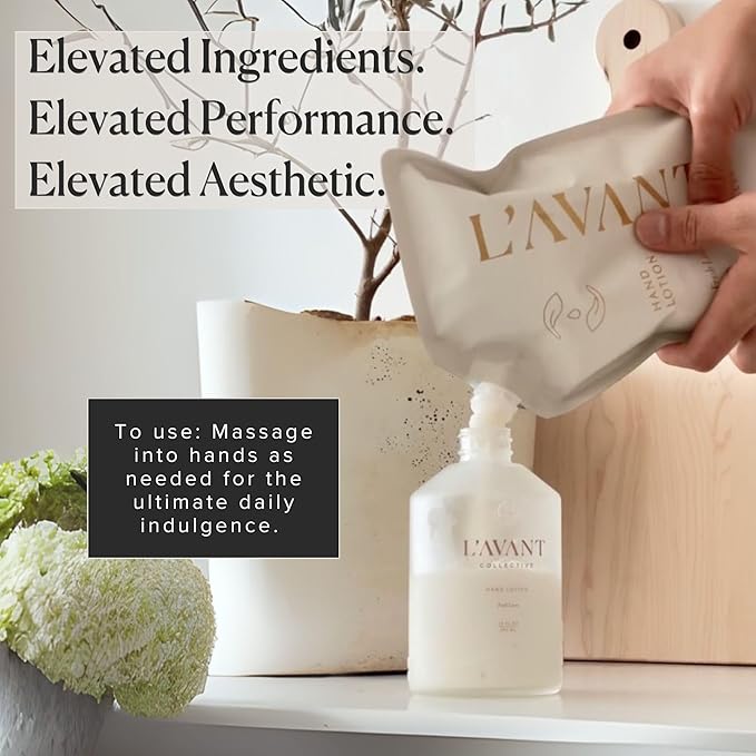 L'AVANT Collective Luxury Hand Lotion Refill - Fresh Linen High Performing Moisturizing Hand Cream for Dry, Cracked Hands Fragrance - Shea Butter Heal & Restore Softens Skin Fresh Linen 20 Oz