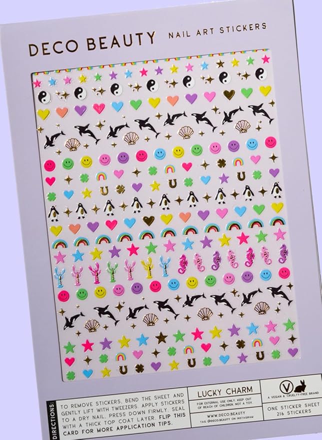 Deco Beauty Lucky Charm - Super Thin & Easy-to-Apply Nail Art with The Cutest Designs - Durable & Long-Lasting Nail Art Stickers and Decals for Women, for DIY at-Home Manicures & Salon-Quality Nails