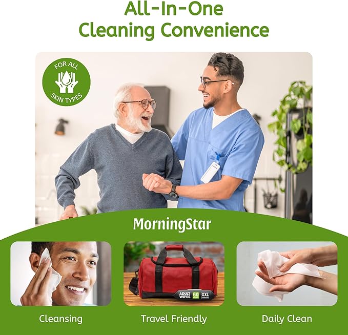 Adult Wipes for Elderly - 240 Wipes 4 Packs Thick Extra Large Disposable Washcloths for Adult Bathing & Shower Alternative No-Rinse - Lightly Scented XXL