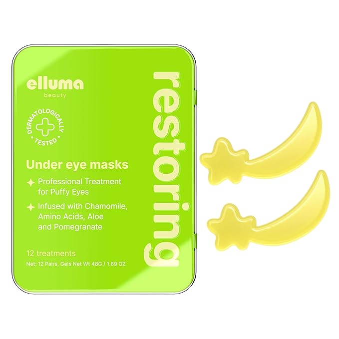 Elluma Beauty Under Eye Patches 12 Pairs of Themed Hydrogel Eye Gel Pads - For Puffy Eyes and Dark Circles, Under Eye Bags, Wrinkles - Restoring Set with Chamomile