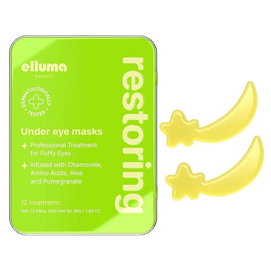 Elluma Beauty Under Eye Patches 12 Pairs of Themed Hydrogel Eye Gel Pads - For Puffy Eyes and Dark Circles, Under Eye Bags, Wrinkles - Restoring Set with Chamomile