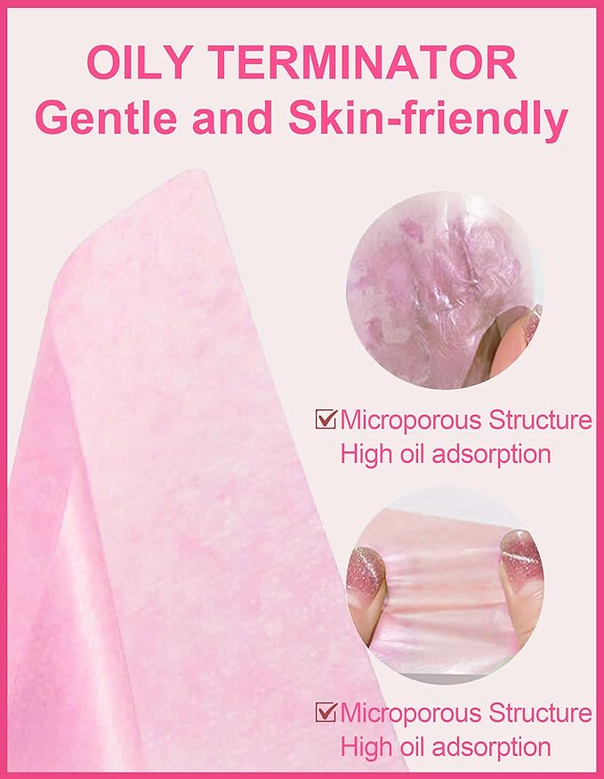 Okerker Oil Blotting Paper - 400 Sheets with Mirror, Puff & Refills, Absorbs Excess Face Oil, Controls Shine, Saves Makeup, The On-the-Go Essential for a Flawless, Matte Finish All Day