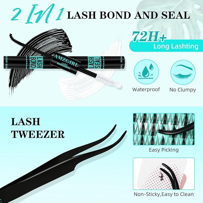 Lash Clusters Kit 168pcs Manga Lash Extension Kit Anime Cluster Lashes Natural Look with Waterproof Lash Bond and Seal Lashes Wet Look Ultra-Thin Invisible Lash Band(Autumn Leaves-Kit,D-10-18mm)