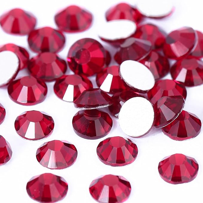 Dark Red Flatback Rhinestones for Crafts Glass Nail Rhinestones Sparkly Gems Crystals for Makeup Bags Shoes Decoration DIY(SS10,1440pcs,2.8mm)