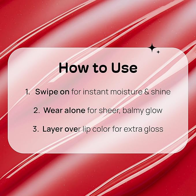 MIXIK 123 Lip Jelly, Sheer Glossy Lip Gloss with Vitamin 10 Complex & Nourishing Oils, Hydrating, Vegan, Cruelty-Free, Non-Sticky Jelly Lip Stain, 0.3 fl oz (9ml) (Cherry Love)