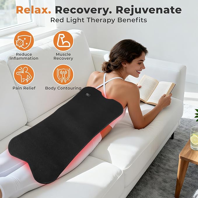 31.5''×14.2'' Red Light Therapy for Body, Red Light Therapy Pad Belt Wrap with 330 LED Beads, 660nm & 850nm Infrared Light Therapy Mat Full Body, Adjustable Timer & Intensity