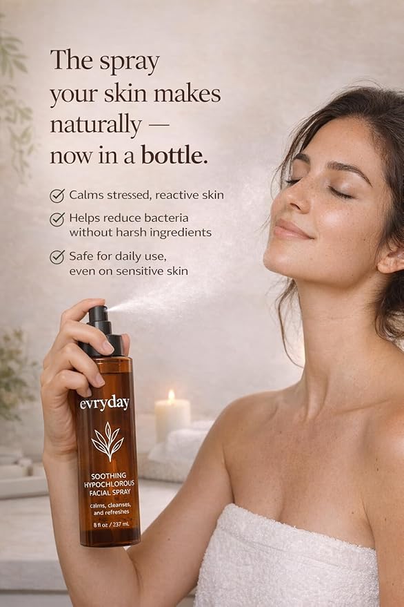 evryday™ Hypochlorous Acid Facial Mist 8oz | Gentle Facial Hydration Spray for Sensitive, Irritated and Acne-Prone Complexions | pH-Balanced Daily Toner & Piercing Care Support