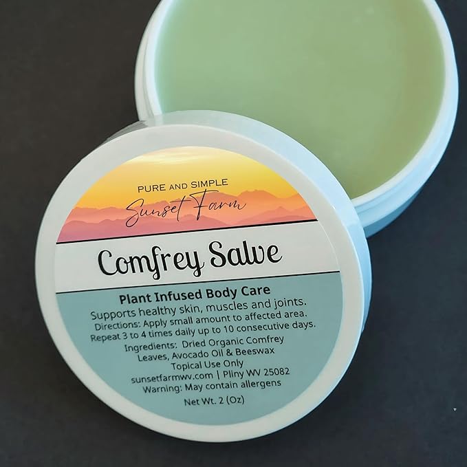 Comfrey Salve | Organic, Non-GMO, Small-Batch Herbal Balm | Family Made in WV | 2 oz Jar