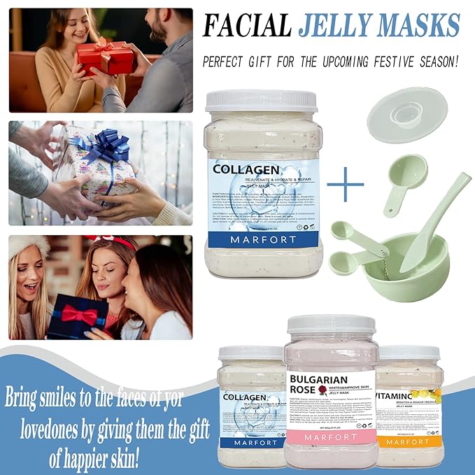 Jelly Mask for Facials Peel-Off Powder Hydrojelly Mask Peel Off Face Masks SkinCare Combination with Professional Skincare Spa Moisturizing & Hydrating 23 Fl Oz (Collagen)