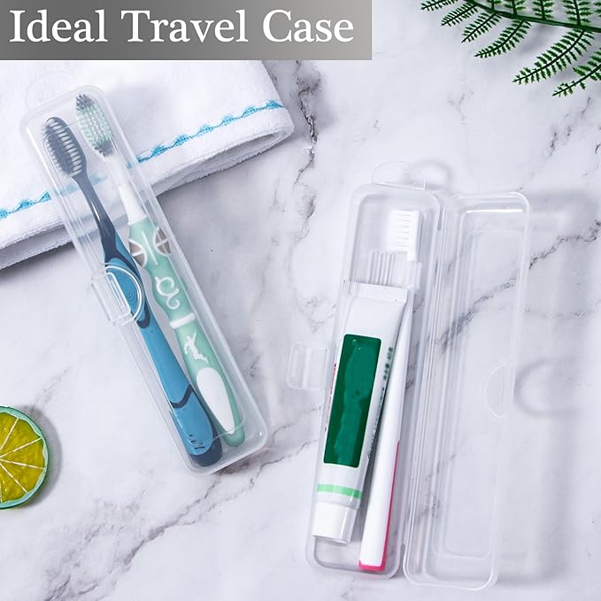 Gamdee Toothbrush Travel Case 2 Pack, Clear Toothbrush Case Holder Travel Size Plastic Toothbrush Holder Toothpaste Storage Container Portable for Traveling, 7.87 x 1.85 x 1.18”
