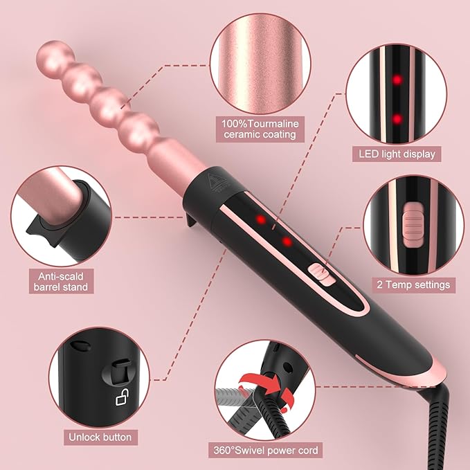 5 in 1 Curling Wand Set, Curling Iron with Curling Brush,Hair Straightener & 3 Interchangeable Ceramic Curling Wand(0.35"-1"), Fast Heat Hair Wand Curler, Include Glove & 2 Clips for Women Girls Gift