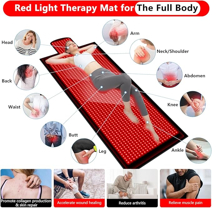 2025 New Full Body Red Light Therapy Mat, 84''X33'' Large Infrared Light Devices Full Body with 1400 Pcs LEDs, Adjustable Timer and Intensity Red Light Therapy Sleeping Bed Blanket at Home