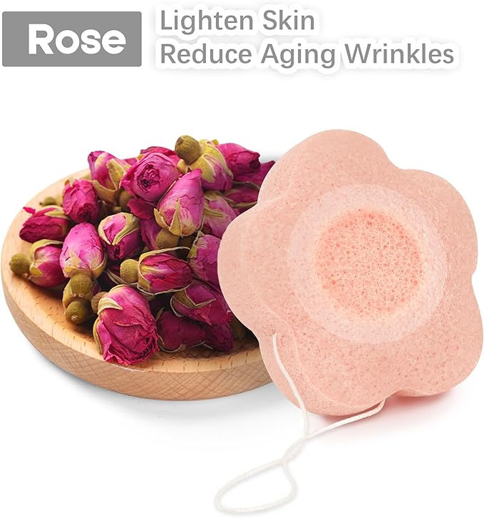 Konjac Facial Sponges Scrubbers Set for Cleansing Exfoliating Washing Face Body, Organic Natural Face Sponge Puffs for Exfoliator Skincare Makeup Removal, Safe for Women Men Sensitive Oily Dry Skin