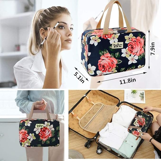 Hjkiopc Large Makeup Bag Toiletry Bag for Women Make Up Bag Cosmetic Bag Toiletries Bag Brush Bags for Traveling