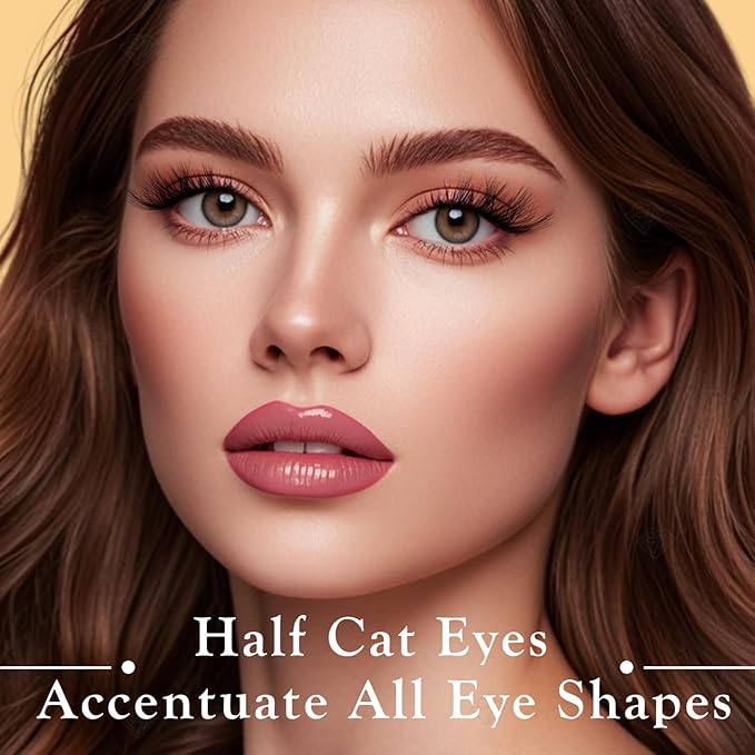 Half Lashes False Eyelashes Wispy Fake Lash Strips Natural Cat Eye Strip Eyelash Pack 14 Pairs Mink Half Lashes Cateye 7-15mm Half Eyelashes for Women