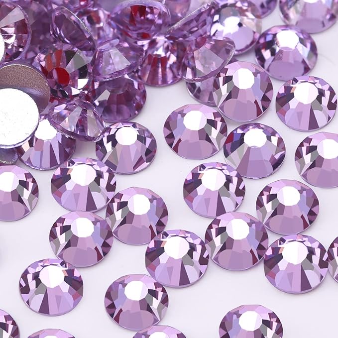Novani Crystal Rhinestones, Flatback Loose Gemstones 1440pcs Glass Rhinestones for Clothes Shoes Crafts Makeup Nail Art and DIY Decorations(SS16, Lavender)
