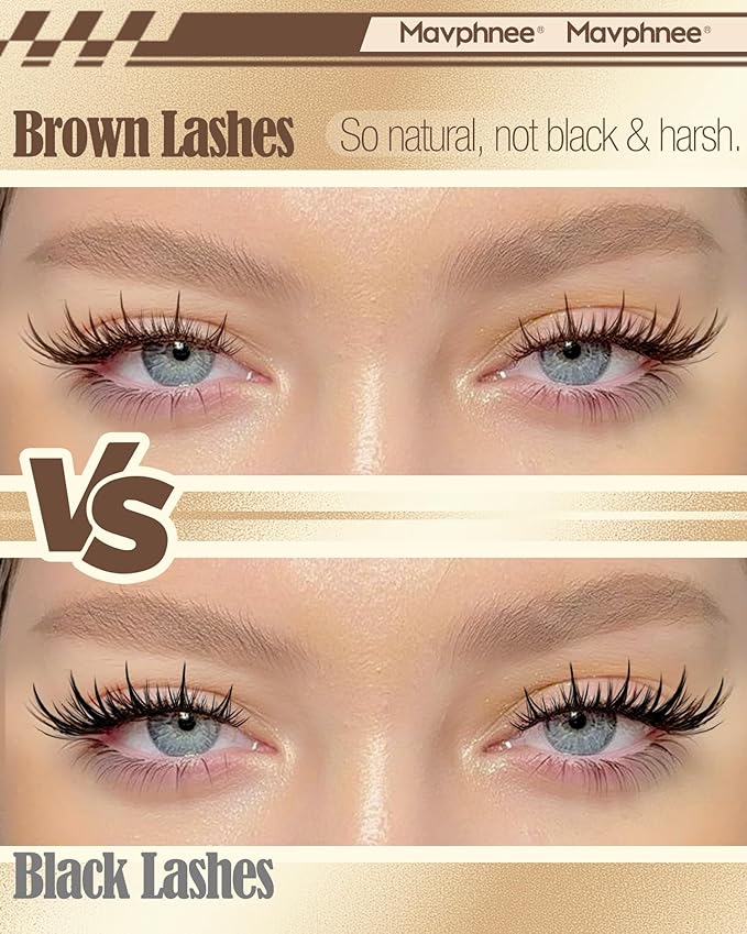 Fairy Lash Clusters Brown Eyelash Clusters Clear Band Individual Lashes Natural Cluster Eyelash Extensions Spiky Cluster Lashes Fan-Out Dark Brown Wispy Lashes Extensions (CC-Curly, 144PCS, 10-16MM)