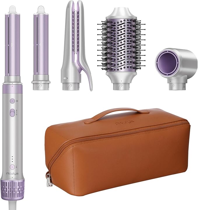 Aculya Life 5 in 1 Hot Air Styler- 110,000 RPM Ionic Straighter, High Speed Hair Dryer, Volumizer & Auto-Wrap Curlers, Frizz-Free Styling Tool, Hair Styler Gift Set with Travel Bag
