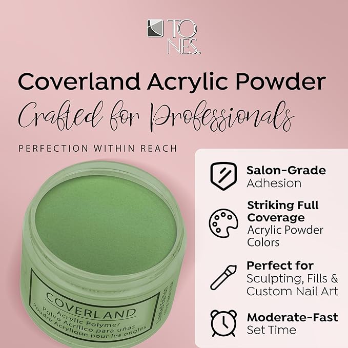 Tones Coverland Acrylic Powder | Pine Tree | 1.5 Oz | Limited Edition for Nail Design | Sculpting | Masking Bed Imperfections | Professional Supplies