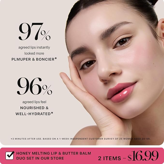 Nature Republic Honey Melting Lip Butter Balm – Moisturizing Tinted Plumping Lip Balm with Peptides, for Sheer & Glossy, Fuller-Looking Lips, Stocking Stuffers (Pink Candy)