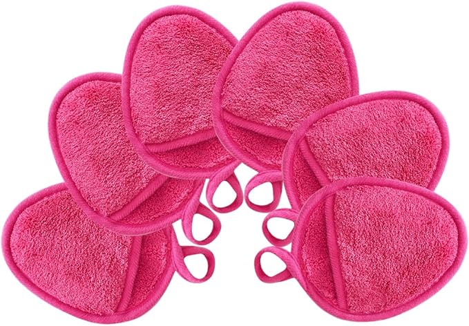 Reusable Makeup Remover Pads Soft Makeup Remover Cloths Washable Facial Makeup Cleansing Pads for Face,Lip,Eyes Pink 6PCS