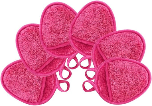 Reusable Makeup Remover Pads Soft Makeup Remover Cloths Washable Facial Makeup Cleansing Pads for Face,Lip,Eyes Pink 6PCS