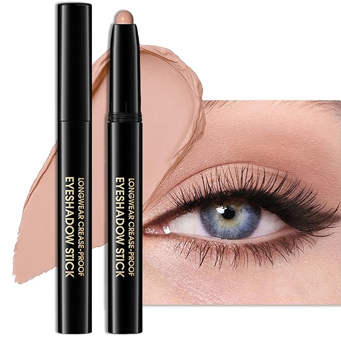 Erinde Waterproof Cream Eyeshadow Stick, Nude Beige Matte Eye Shadow Sticks, Cream to Powder Eye Brightener Pencil Crayon, Buildable & Blendable Long-Lasting Eye Shadow Stick, Vegan & Cruelty-Free, 03