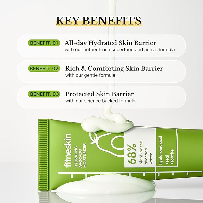 Hydrating Face Moisturizer – Avocado Extract, Panthenol – Deep Hydration Cream for Dry & Sensitive Skin – Barrier Repair, Fast Absorbing, Vegan, Fragrance-Free, Korean Skincare – 50ml