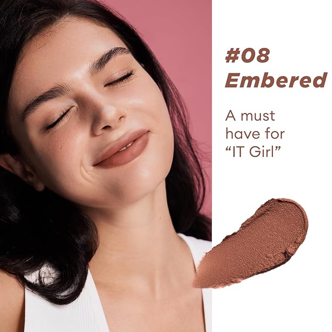 ITY Velvet Matte Finish Lip Stain-Mousse Textured Lip Clay, Nude Shade, Conceals Lip Lines, Rich Pigment Lip Tint Lipsticks, 0.14 oz (4g) in Embered