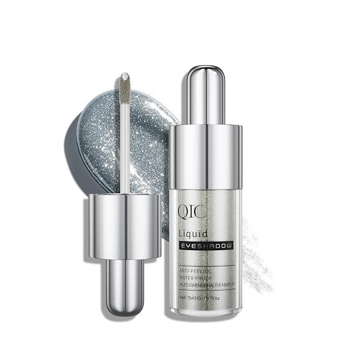 QIC Liquid Glitter Eyeshadow, Metallic & Shimmer Finish, Long Lasting, Non-Creasing, Smudge-proof, Lightweight Formula Liquid Eyeshadow for All Skin Tones, Buildable Color (01 Milky Way)