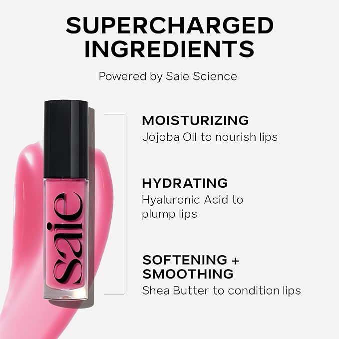 Saie Glossybounce Duo - Hybrid Tinted Lip Oil & Lip Gloss Set - Hydrating, Non-Sticky Shine with Hyaluronic Acid & Jojoba Oil for Soft, Plump Lips - Makeup Gift Set - Disco & Bounce (2 Count)