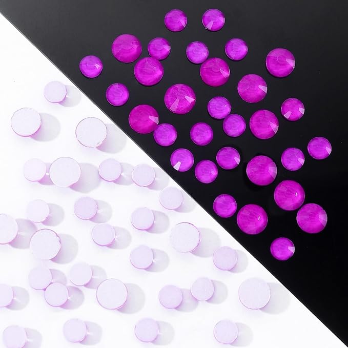 Meibite Neon Purple Flatback Rhinestones, Glass Rhinestones for Nail Art and Craft, Glue Fix, Loose Crystal Gemstones(Neon Purple, SS10, 1440pcs, 2.7-2.8mm)