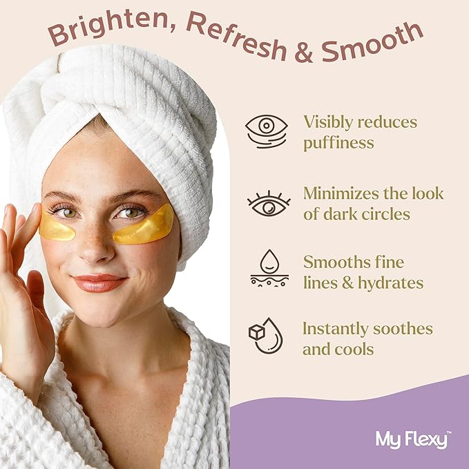 Under Eye Patches for puffy eyes and dark circles, Collagen & Peptides Skincare, Gold Eye Masks for dark circles and puffiness, Self Care Gifts for Women & Men, Under Eye Mask Patches 24 Pairs - Gold