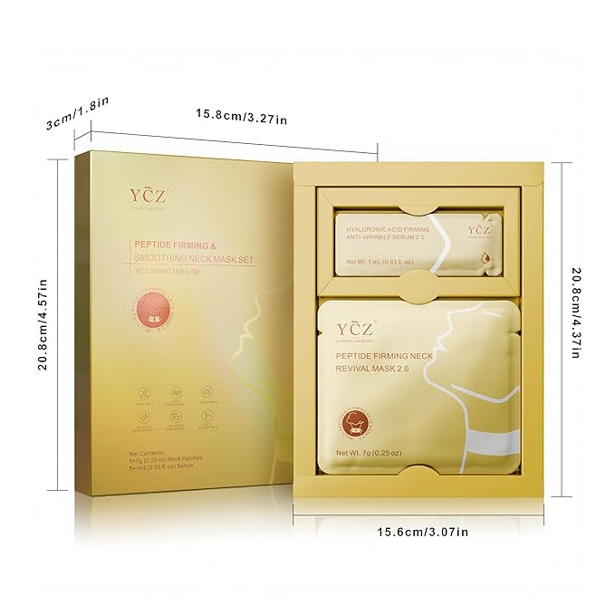 Ycz Firming Smoothing Neck Mask, Neck Wrinkle Patches, Deep Hydration and Moisturization Collagen Anti-Wrinkle Nack Mask, 8 Peptides and Botanical Serum for Firming & Lifting Diminishing Wrinkles