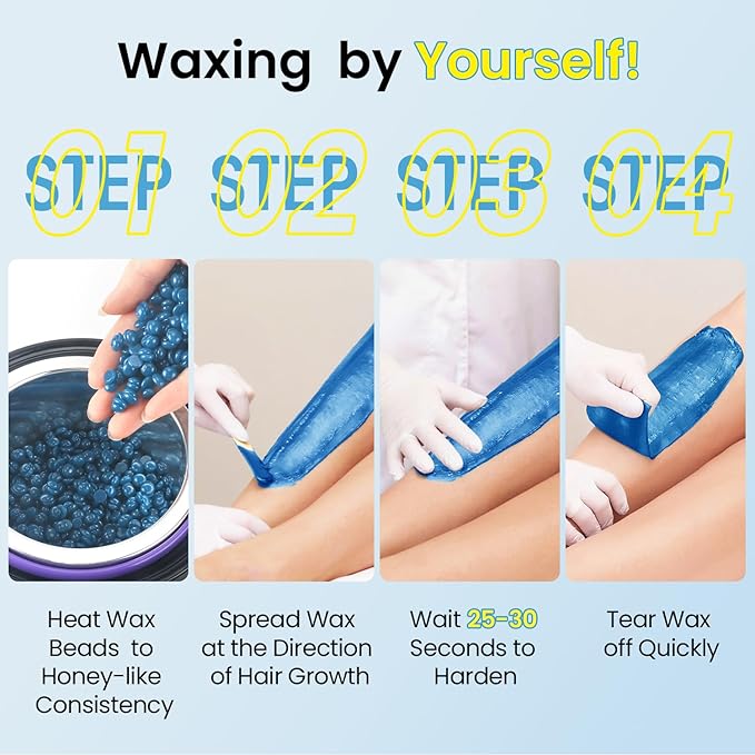 Hard Wax Beads for Hair Removal, Waxing Beads for Coarse Hair, Perfect for Brazilian & Full Body, Waxing Beads for Sensitive Skin