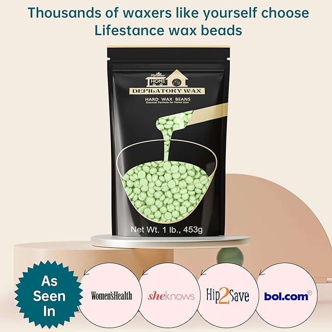 Lifestance Tea Tree Waxing Beads, 1LB Fine Hair Removal Wax Beans for Face, Eyebrow, Brazilian Bikini, Sensitive Skin at Home for Women and Men