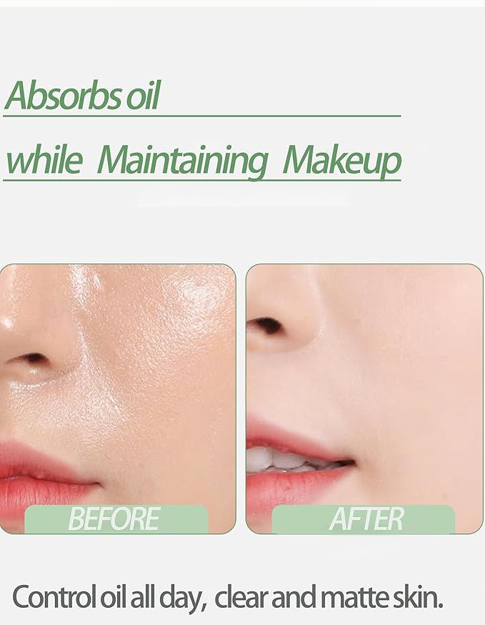 Okerker Oil Blotting Paper - 300 Sheets w/Mirror, Puff & Refills, Absorbs Excess Face Oil, Controls Shine, Saves Makeup, The On-the-Go Essential for a Flawless, Matte Finish All Day