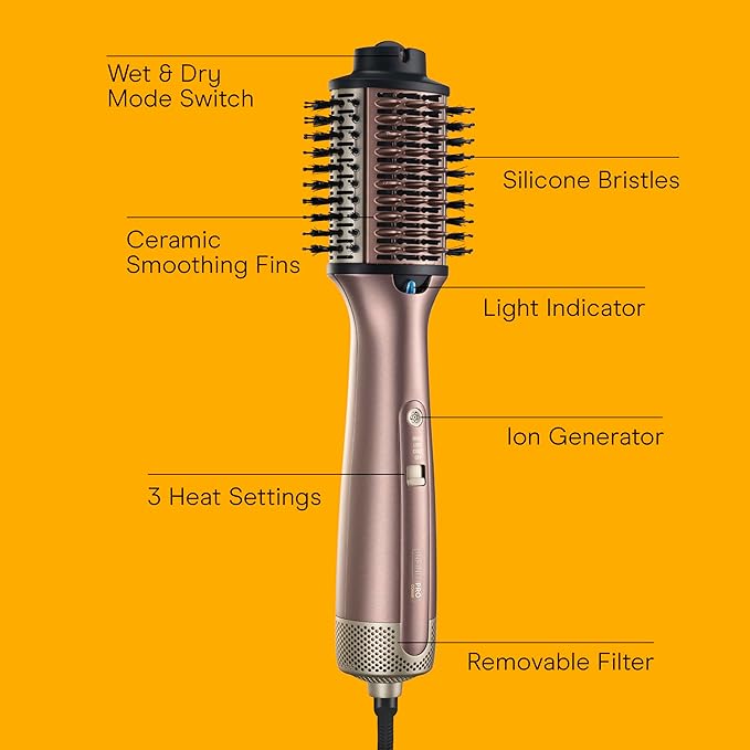 Infiniti PRO CONAIR 2-in-1 Hair Dryer Brush, Thermal Brush Wet-or-Dry Hot Air Styler for All Hair Types, Large Oval Barrel, 4 Bristle Types to Volumize, Smooth, and Refresh, Mocha Mauve