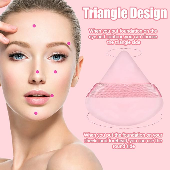 Pimoys 15 Pieces Powder Puff Face Triangle Makeup Puffs for Loose Powder Setting Powder Foundation Sponge Beauty Makeup Tool