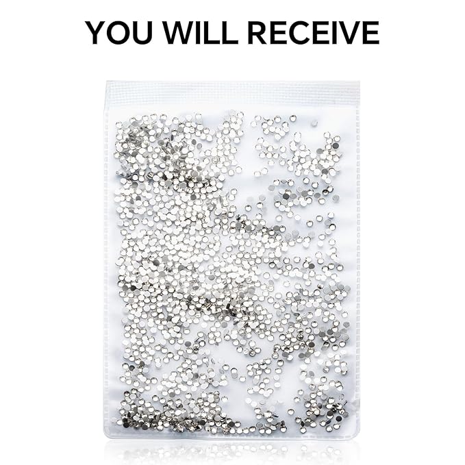 1440Pcs White Crystal Rhinestones,Glass Flatback Rhinestones Gemstones Small for Nail Face Makeup Art Crafts Clothes Decoration -(SS6,2.0mm,White)