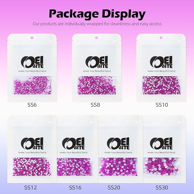 Meibite Neon Purple Flatback Rhinestones, Glass Rhinestones for Nail Art and Craft, Glue Fix, Loose Crystal Gemstones(Neon Purple, SS20, 1440pcs, 4.6-4.8mm)