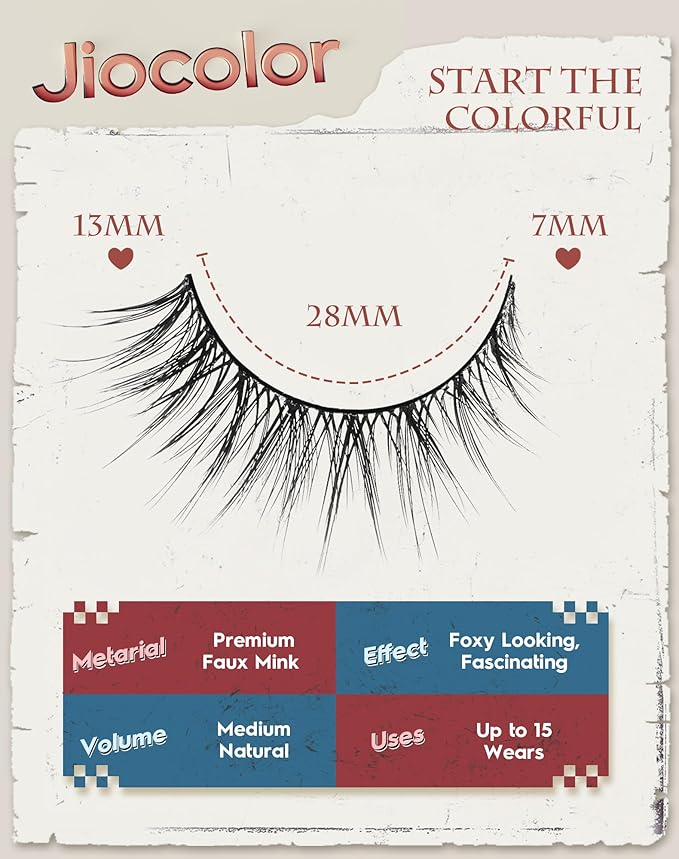 False Eyelashes Cat Eye Look Natural Short Lashes 3D Wispy Fake Eyelashes Foxy Eye Lashes 12mm Fluffy Wispies False Lashes Pack 7 Pairs S5