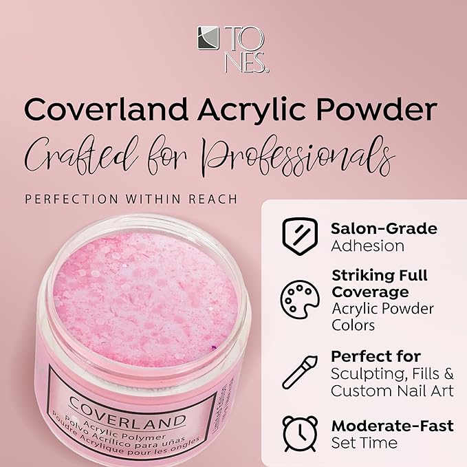 Tones Coverland Acrylic Nail Powder "Chic and Curvy" - Limited Edition Acrylic Powder for Nail Design, Sculpting, and Masking Nail Bed Imperfections - Professional Acrylic Nail Supplies - (1.5 Oz)