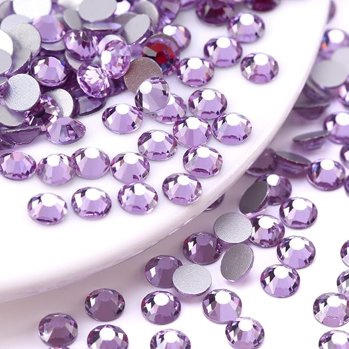 Novani Rhinestones 3000Pcs Flatback Crystal Round Loose Gemstones Glass Rhinestones for Crafts Makeup Nail Art Clothes Shoes DIY Decorations(SS10, 2.7-2.9mm,Lavender)