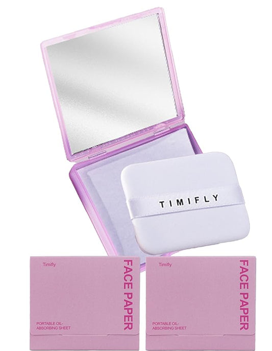 Oil Blotting Paper - 300 Sheets with Mirror, Puff & Refills, Absorbs Excess Face Oil, Controls Shine, Saves Makeup, The On-the-Go Essential for a Flawless, Matte Finish All Day