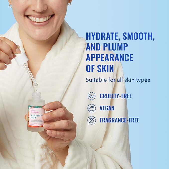 Good Molecules Hyaluronic Acid Serum Pack 3 – 30 ml Each | 1% Hyaluronic Acid, Non-Greasy Ultra Hydrating Serum, Facial Moisturizer for Plumper Skin, Skin Care for Face