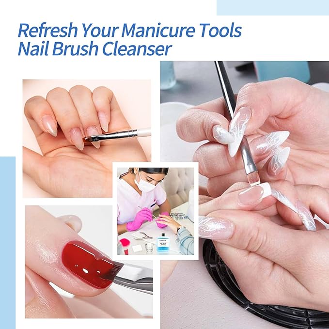 Nail Brush Cleaner - Special for Gel/Nail Art Brushes & Makeup Brush Care, Must-Have for Renewal, 40ml/1.35fl.oz (3pcs Nail Brush Cleaner)