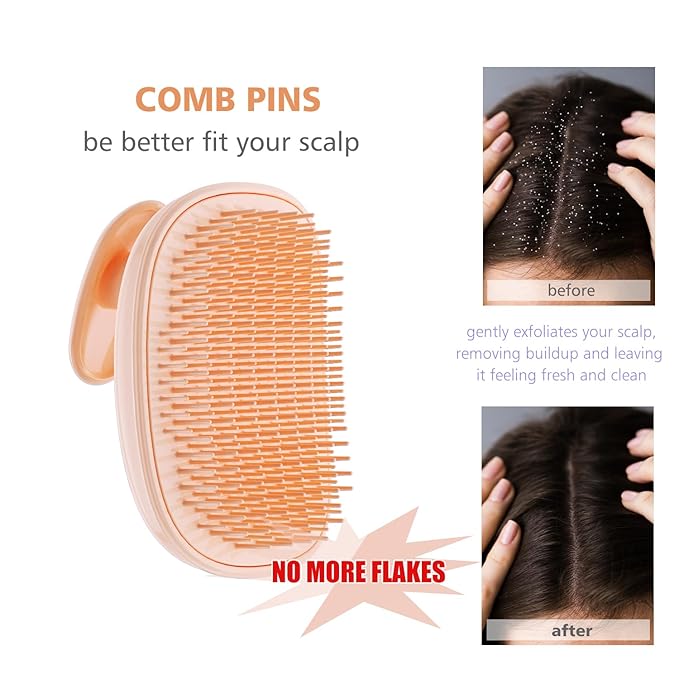 Rebex 2-in-1 Scalp Massager Shampoo Brush,Scalp Scrubber, Exfoliator Brush for Removing Dandruff & Hair Growth,Detangling Scrubber for Wet or Dry Hair (Peach Fuzz Color)