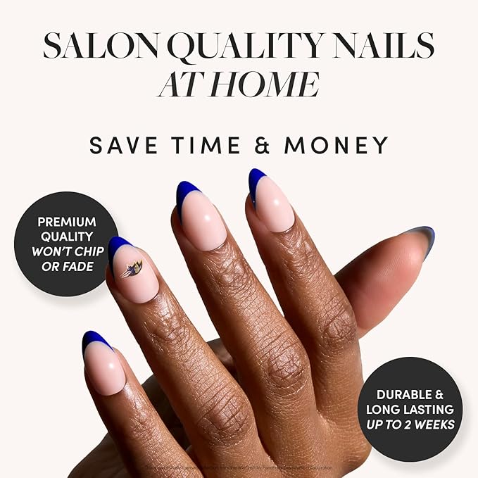 Glamnetic x Fanatics Press On Nails - Baltimore Ravens | Short Almond Fake Nails, NFL Ravens Purple French Tips, Football Nails, Salon-Quality | 15 Sizes - 30 Nail Kit with Glue
